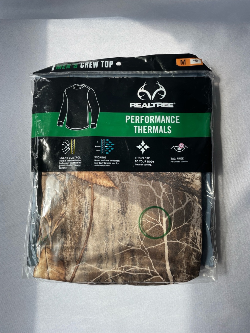 Realtree Performance Thermals Crew Top - Camouflage Mens Sz M